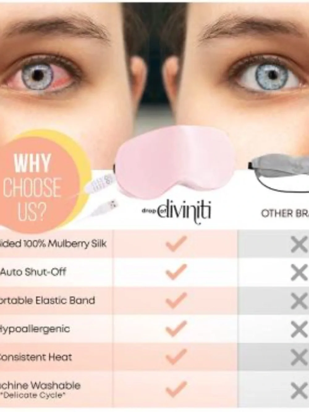 NEW Drop of Diviniti Heated Silk Eye Mask USB